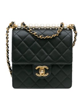 Chanel Small Black Lambskin Chic Pearls Flap