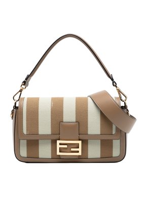 Fendi Striped Pequin Canvas Baguette