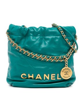 Chanel Green Mini Shiny Calfskin 22 Handbag