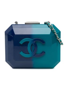 Chanel Blue Ombre Acrylic Clutch on Chain