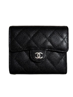 Chanel Black Grained Caviar Classic Small Wallet