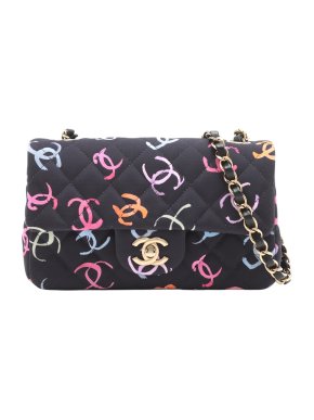 Chanel Multi Coloured CC Mini Rectangular Quilted Jersey Flap
