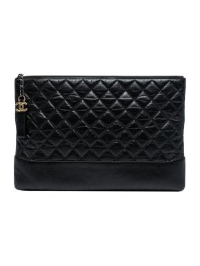 Chanel Black Large Aged Calfskin Gabrielle O Case Clutch 1