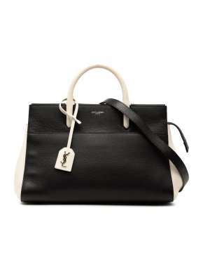 Saint Laurent Bicolor Small Grained Calfskin Cabas Rive Gauche Bag