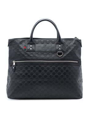 Gucci Black Leather Guccissima Web Business Bag