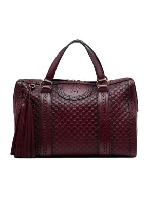 Gucci Leather Microguccissima Brogue Duilio Boston Bag