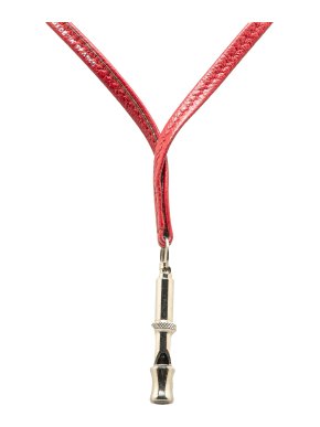 Hermes Red Leather Ultrasonic Dog Whistle Necklace