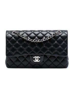 Chanel Black Lambskin Medium Classic Double Flap