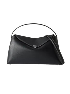 Toteme Black T-Lock Grained Leather Bag
