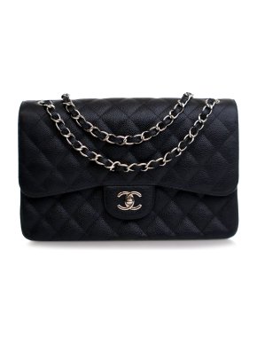 Chanel Black Jumbo Classic Caviar Double Flap