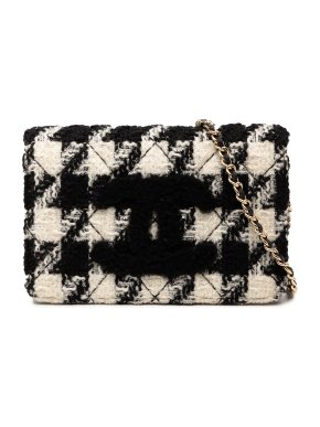 Chanel Houndstooth Tweed CC Wallet On Chain