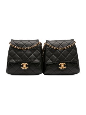 Chanel Black  Quilted Lambskin Side Packs Crossbody