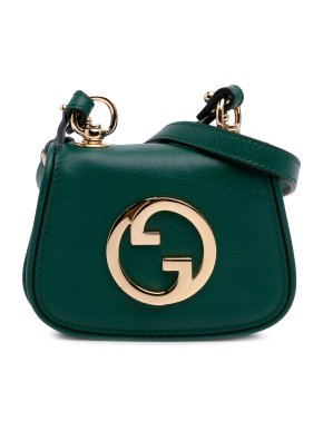 Gucci Green Textured Calfskin Blondie Card Case on Strap