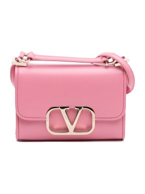 Valentino Small Pink Leather VLogo Type Crossbody