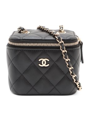 Chanel Black Mini Lambskin Vanity Case with Chain