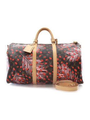 Louis Vuitton Coated Canvas Monogram Jungle Dots Keepall Bandouliere 50