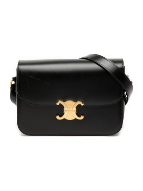 Celine Black Classique Shiny Calfskin Triomphe Crossbody