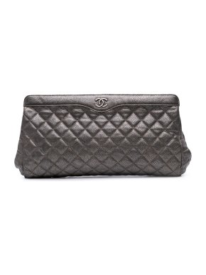 Chanel  Metallic Quilted Caviar Clutch