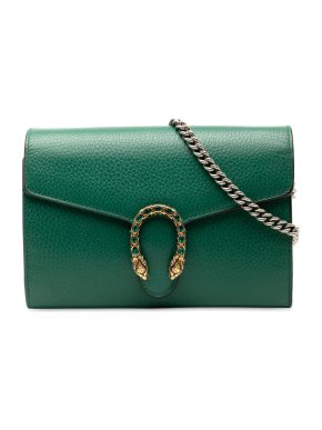 Gucci Green Leather Dionysus Wallet on Chain
