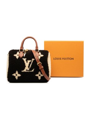 Louis Vuitton Brown Monogram Giant Shearling Teddy Speedy Bandouliere 25