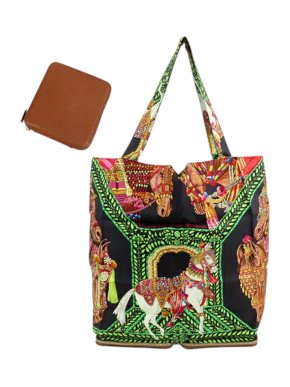 Hermes printed Silk La Danse Du Cheval Marwari Silky Pop Tote