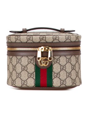 Gucci Coated Canvas GG Supreme Web Ophidia Vanity Bag
