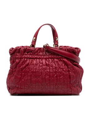 Dior Red Lambskin Gaufre Cannage Delices Tote