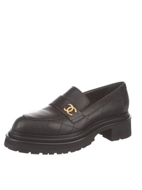 Chanel Black Quilted Leather Chunky Platform Loafers