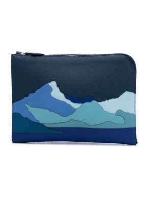 Hermes Blue Togo Swift Endless Road Clutch With Box