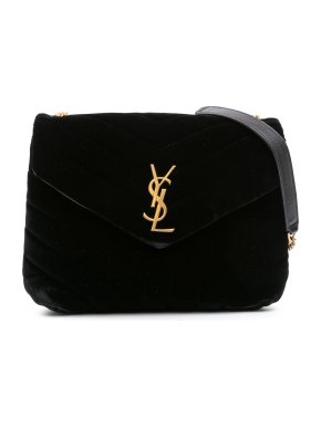 Saint Laurent Black Velvet Small Matelasse Velvet Monogram LouLou Crossbody