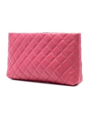Chanel Pink Quilted Lambskin Kiss Lock Clutch