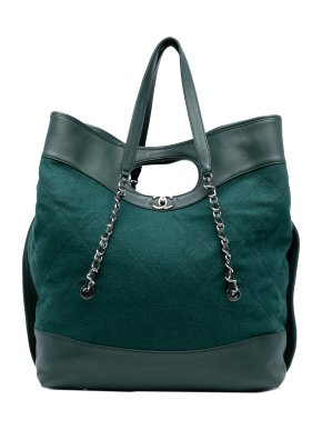 Chanel Extra Large Stitched Wool and Calfskin 31 Shopping BagChanel Green