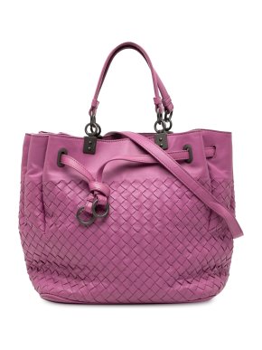 Bottega Veneta  Pink Nappa Intrecciato Bucket Bag