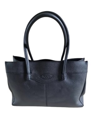 Tod's Black Pebbled Calf Mocassino Bag
