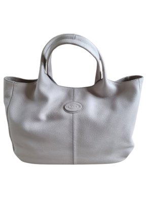 Tod's Stone Pebbled Leather Medium Shopper Bag