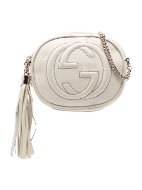 Gucci White Mini Pebbled Calfskin Soho Chain Crossbody
