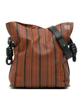 Loewe Brown Medium Striped Leather Flamenco Knot Tote