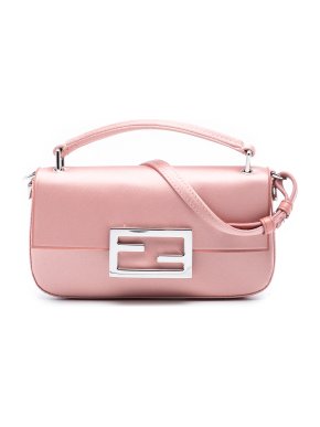 Fendi Pink Satin Baguette Phone Pouch Satchel