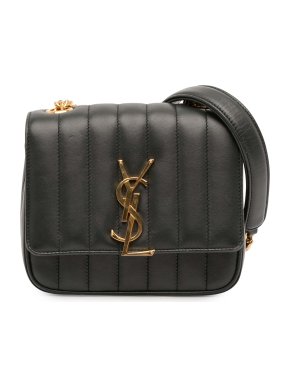 Saint Laurent Black Small Lambskin Monogram Vicky Chain Bag