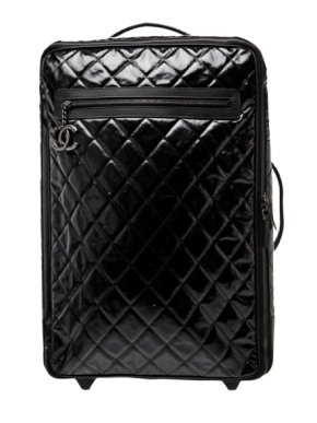 Chanel Black Quilted Coated Fabric/Leather Trim Carry On Case