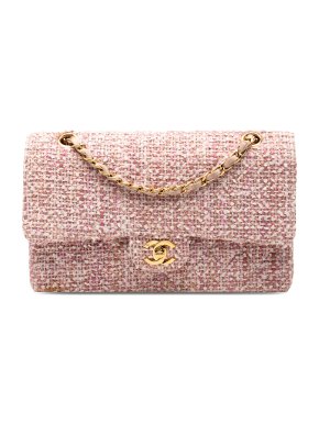 Chanel Pink Medium Classic Tweed Double Flap