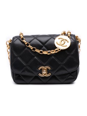 Chanel Black Small Quilted Lambskin CC Coin Flap