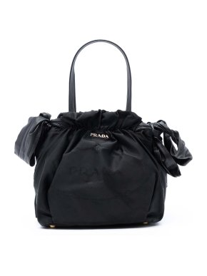 TPrada Black essuto Logo Bow Satchel