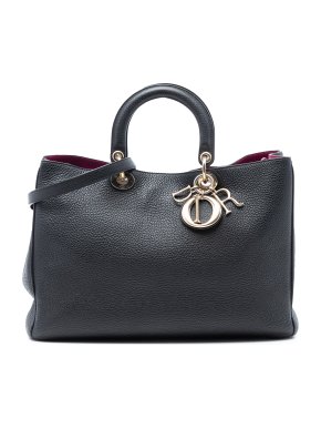 Dior Black Large Pebbled Calfskin Diorissimo Satchel