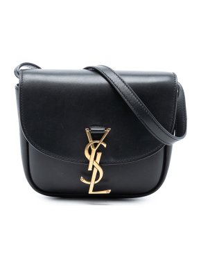 Saint Laurent Black Small Leather Monogram Kaia Crossbody