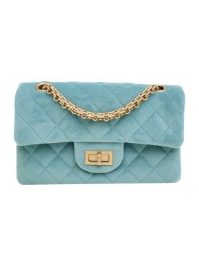 Chanel Blue Quilted Velvet Reissue 2.55 Single Flap 224