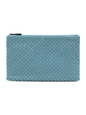 Bottega Veneta Blue Nappa Intrecciato Clutch