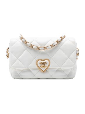 Chanel White Small Quilted Lambskin  Coco Love Flap