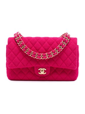 Chanel Pink Medium Classic Jersey Double Flap