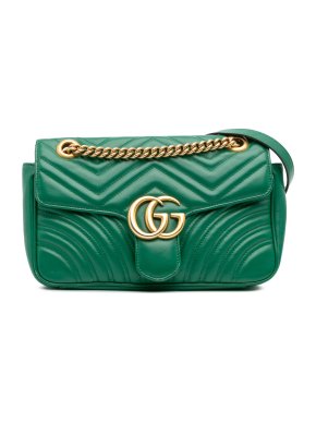 Gucci Green Medium GG Marmont Matelasse Leather Shoulder Bag